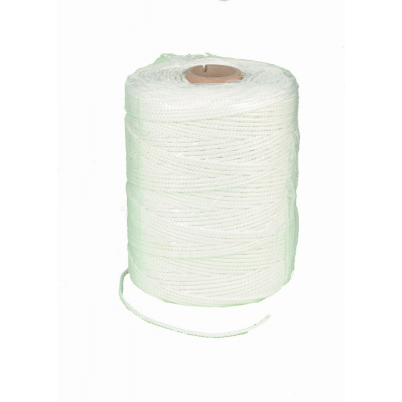 Spandraad gevlochten nylon wit 4mm/bob 500m